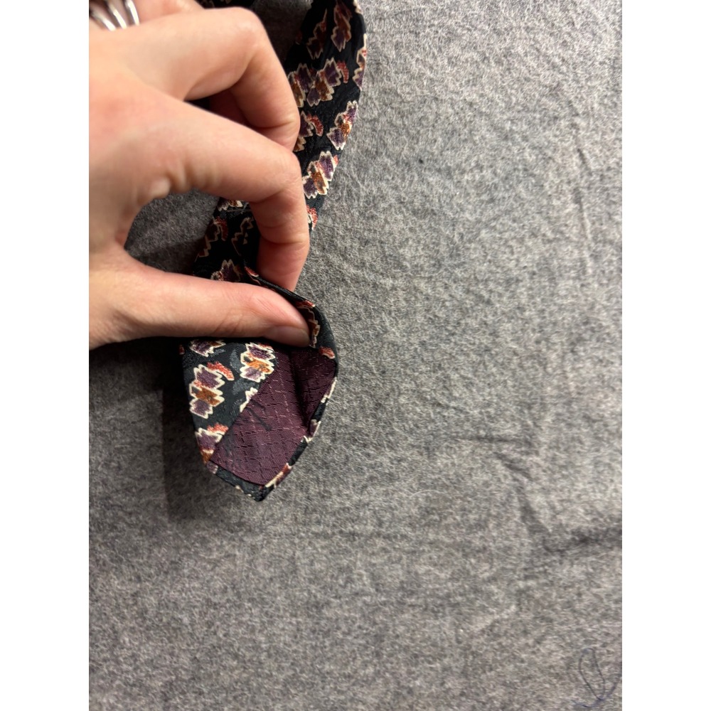 Christian Dior Monsieur Silk Tie Black Geometric Medallion VTG 90s Prep Classy - Picture 3 of 3